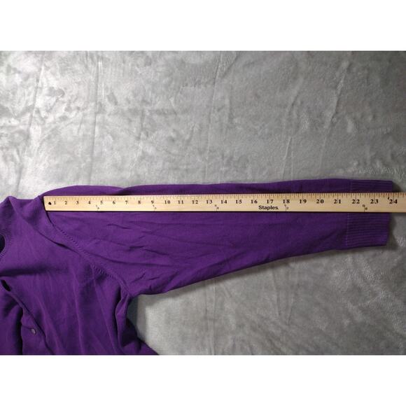 LANDS’ END Purple Cardigan Sweater 100% Pima Cotton Button Front Size 2X 20W-22W - Picture 8 of 9